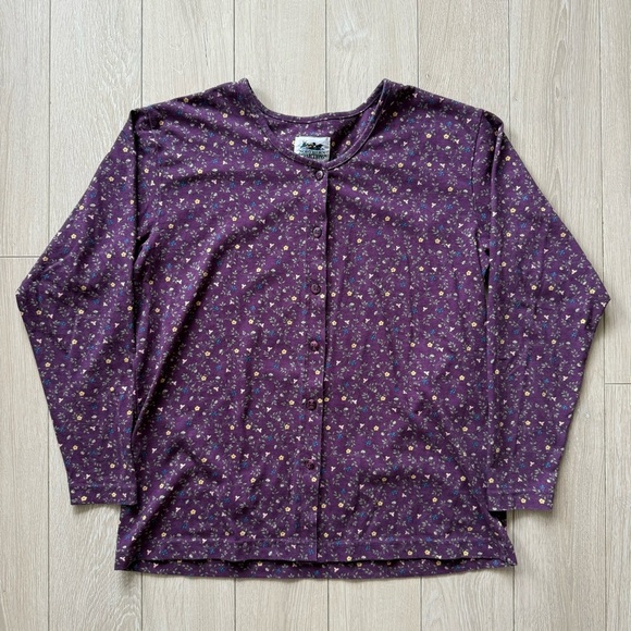 Vintage Northern Reflections Floral Print Button Down Long Sleeve Top Size M - Picture 1 of 9